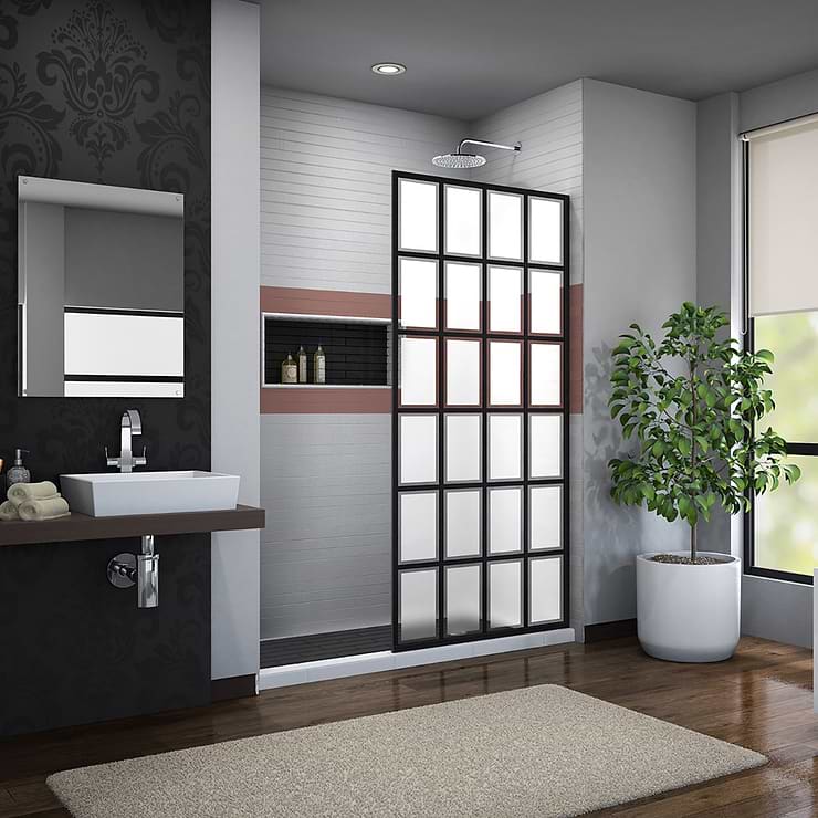 DreamLine Linea 34x72" Reversible Screen with Rhone Glass in Satin Black