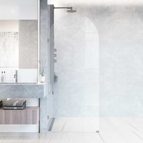 Burke 34x78" Reversible Frameless Shower Screen with Clear Glass in Chrome