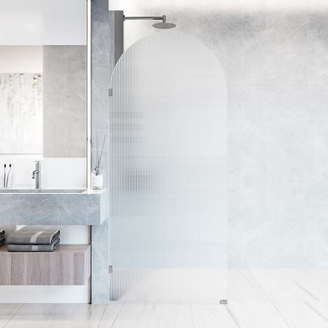 Burke 34x78" Reversible Frameless Shower Screen with Fluted Glass in Chrome