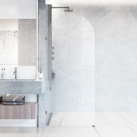 Burke 34x78" Reversible Frameless Shower Screen with Clear Glass in Stainless Steel