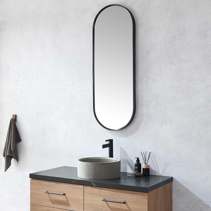 Olinda Brushed Black 18x48" Framed Oval Mirror