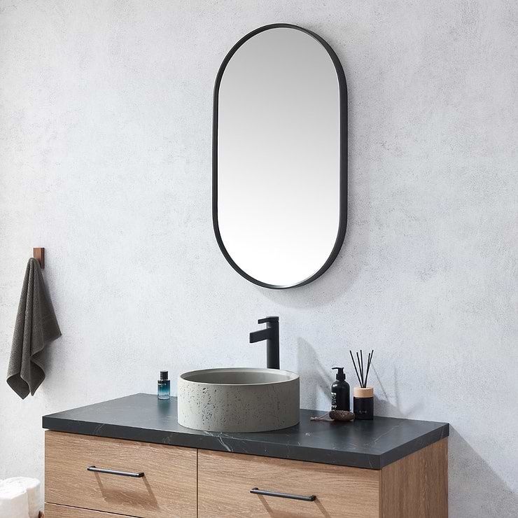 Olinda Brushed Black 20x36" Framed Oval Mirror