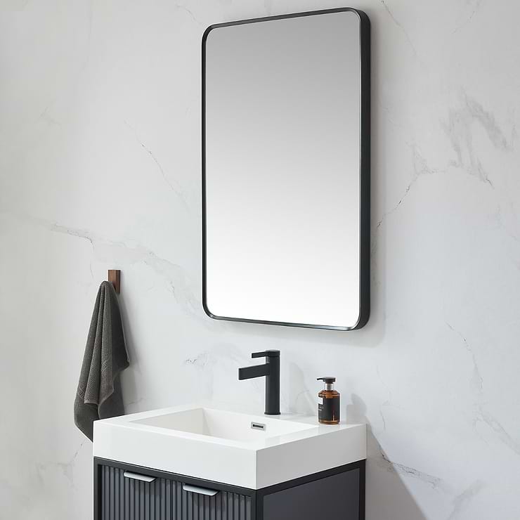 Olinda Brushed Black 24x36" Framed Rectangle Mirror
