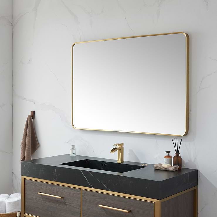 Olinda Brushed Gold 48x32" Framed Rectangle Mirror