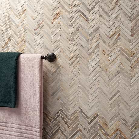 Fossil Herringbone Petrified Stone Mosaic