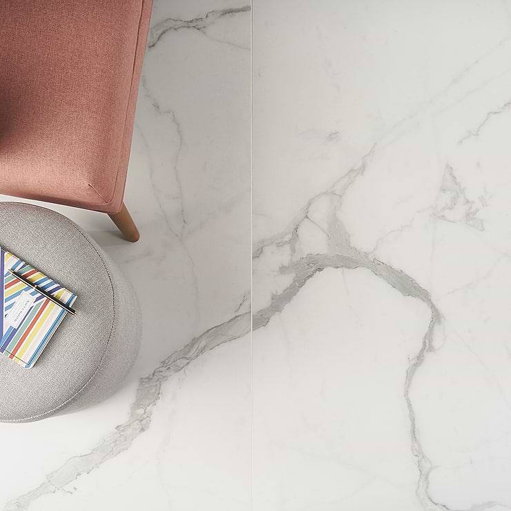 TileBarXL Marmi Bianco Venato Matte 24"x48 Porcelain Tile