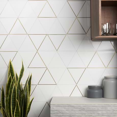 Verin Thassos Polished Marble and Brass 6x6 Mosaic Tile