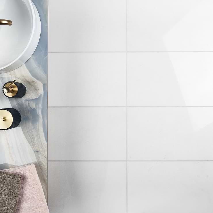 White Thassos 12x24 Polished Marble Tile