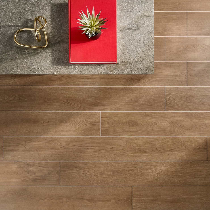 Oaktree Elegant Dark Brown 7x60 XL Wood Look Matte Porcelain Tile