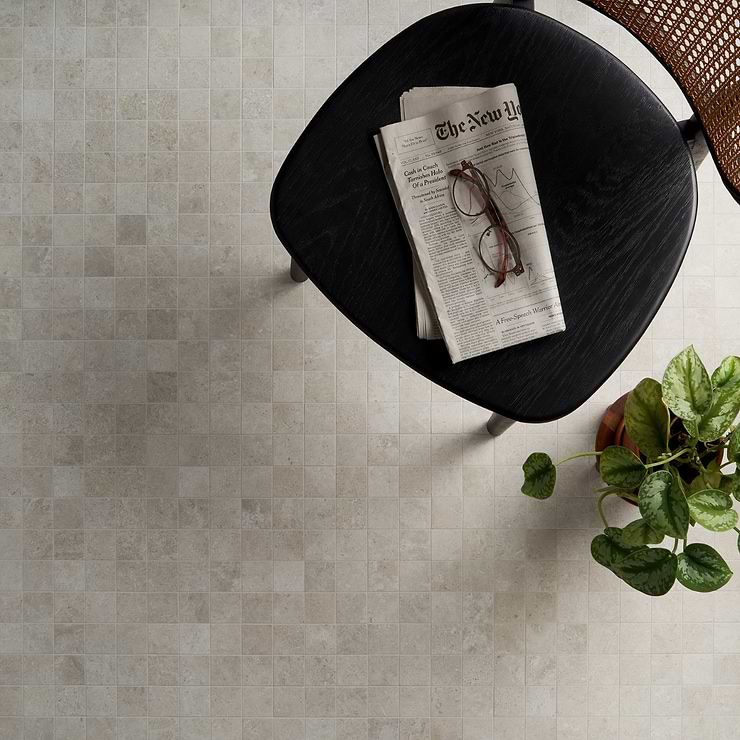Saint Remy Avorio White 2x2 Limestone Look Matte Mosaic Tile