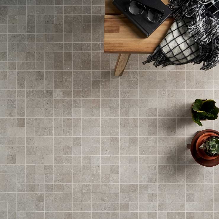 Saint Remy Grigio Gray 2x2 Limestone Look Matte Mosaic Tile