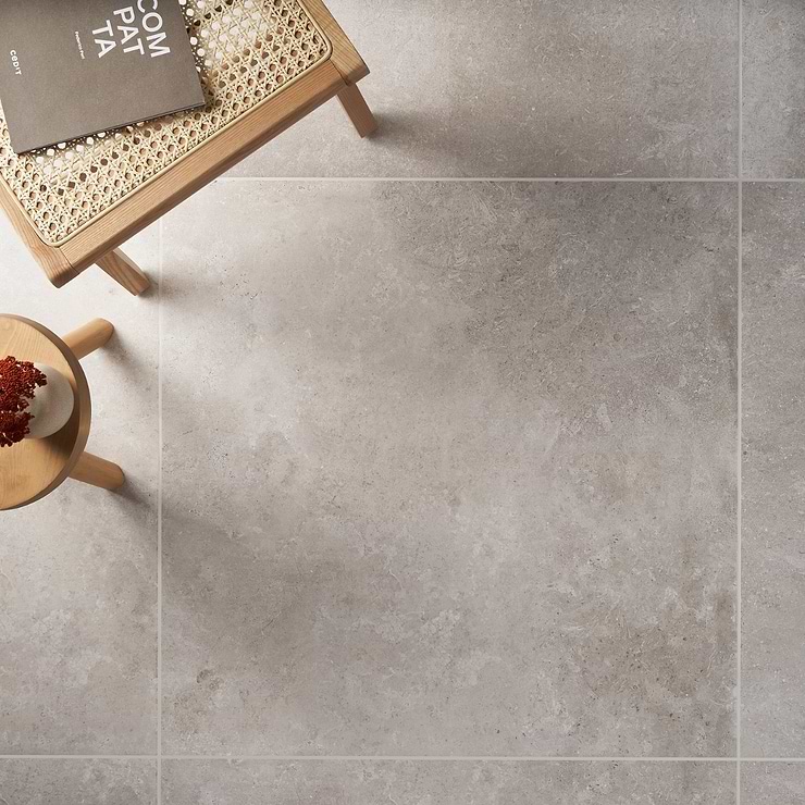 Saint Remy Grigio Gray 36x36 Limestone Look Semi-Polished Porcelain Tile