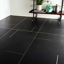 Lines Brass Inlay Black 24x48 Matte Porcelain Tile