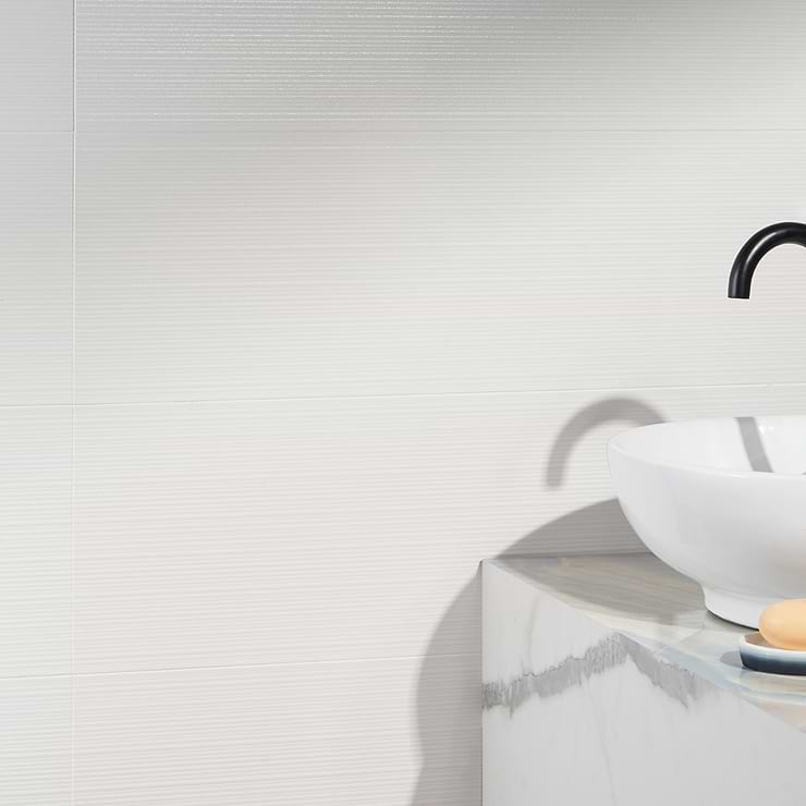 Reverb Linear White 12x36 3D Matte Ceramic Tile