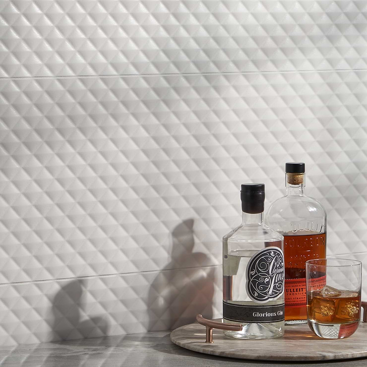 Reverb Pillowed White 12x36 3D Matte Ceramic Tile