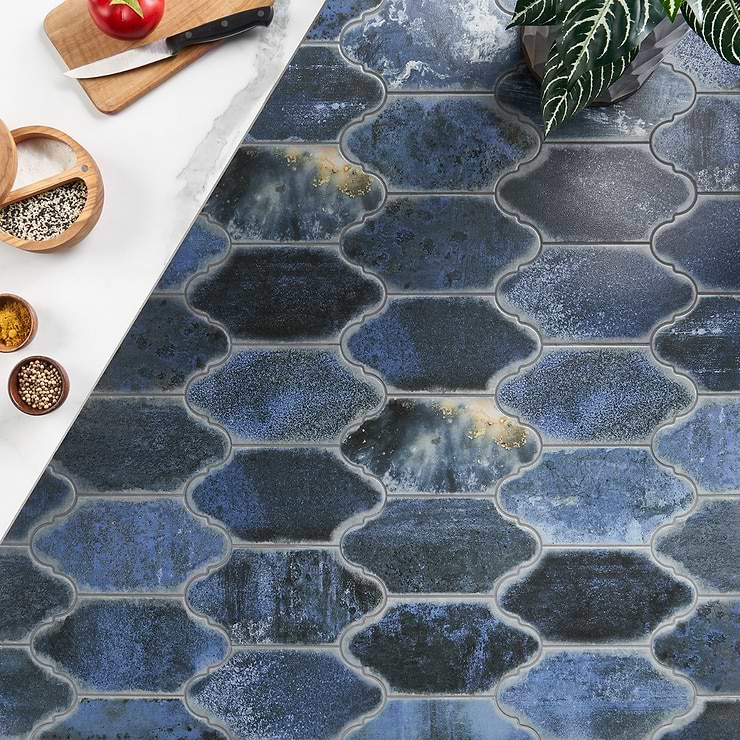 Adorno Arabesque Blue 6x10 Matte Porcelain Tile