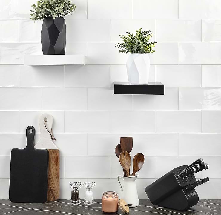 Aruba White 5x10 Polished Ceramic Subway Wall Tile
