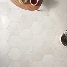 Kalay White 9" Hexagon Polished Porcelain Tile