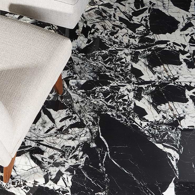 Valiant Black Antique 30x60 Polished Porcelain Tile