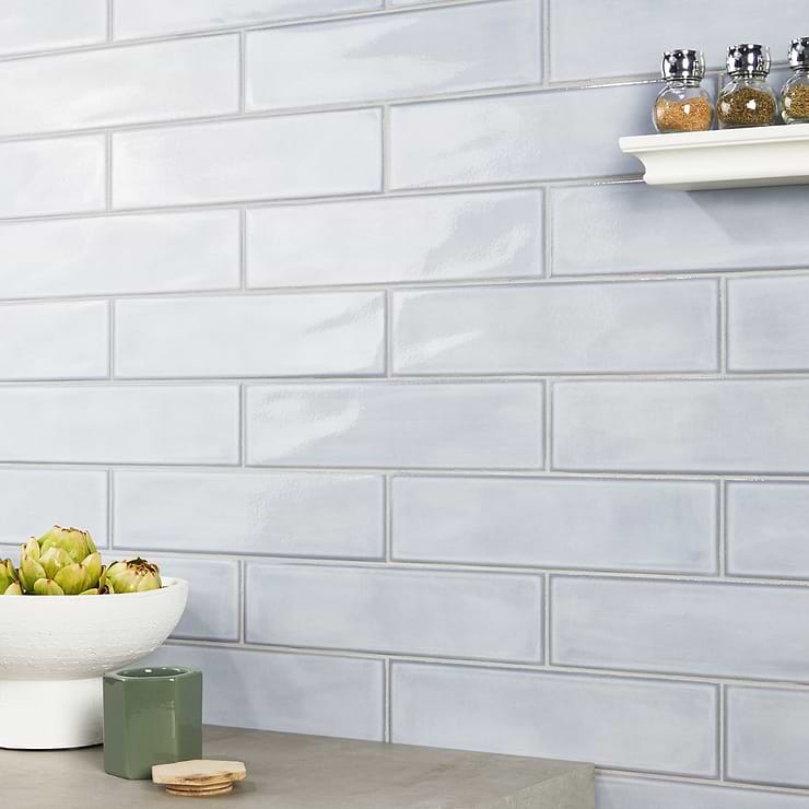 Stacy Garcia ArtBlock Azure Light Blue 4x16 Glossy Porcelain Tile