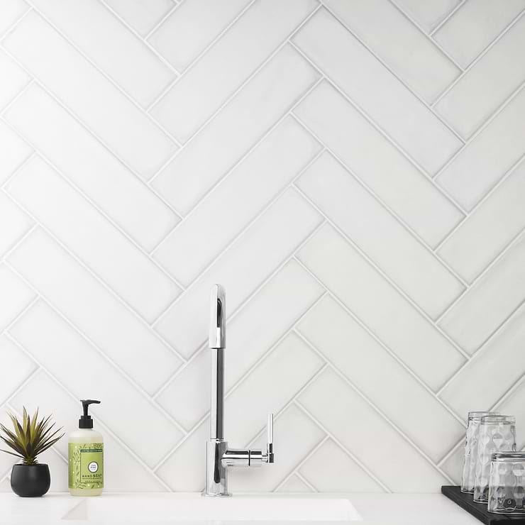 Stacy Garcia ArtBlock Bianco White 4x16 Matte Porcelain Tile