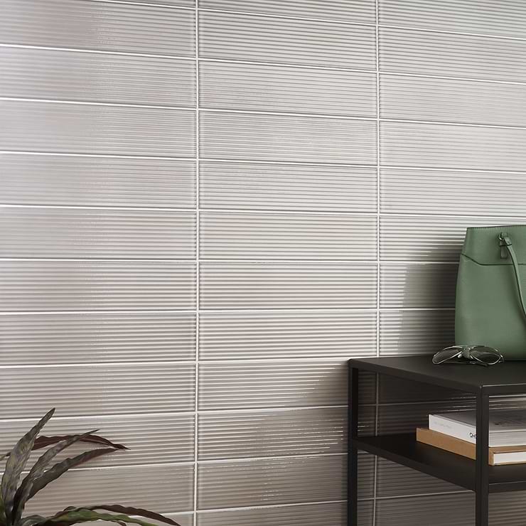 Stacy Garcia ArtBlock Grigio Gray 4x16 Fluted Glossy Porcelain Tile