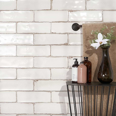 Los Lunas White 4x12 Polished Ceramic Subway Wall Tile