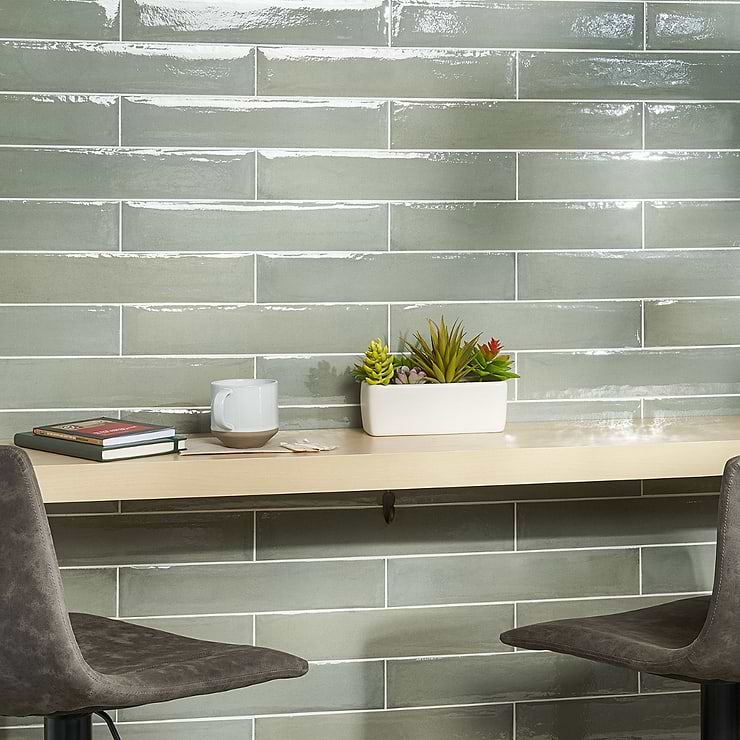 Paint Verde Green 3x16 Glossy Porcelain Subway Tile