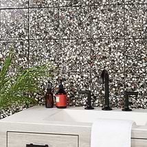 Chips Macro Nero Black 8x8 Terrazzo Look Matte Porcelain Tile