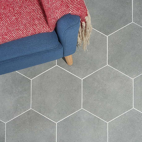 Pergola Graphite 12.5" Hexagon Gray Matte Porcelain Tile
