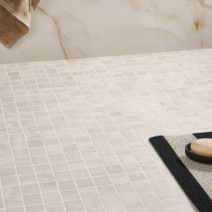 Basic Travertine Beige & Cream 2x2 Matte Porcelain Mosaic Tile