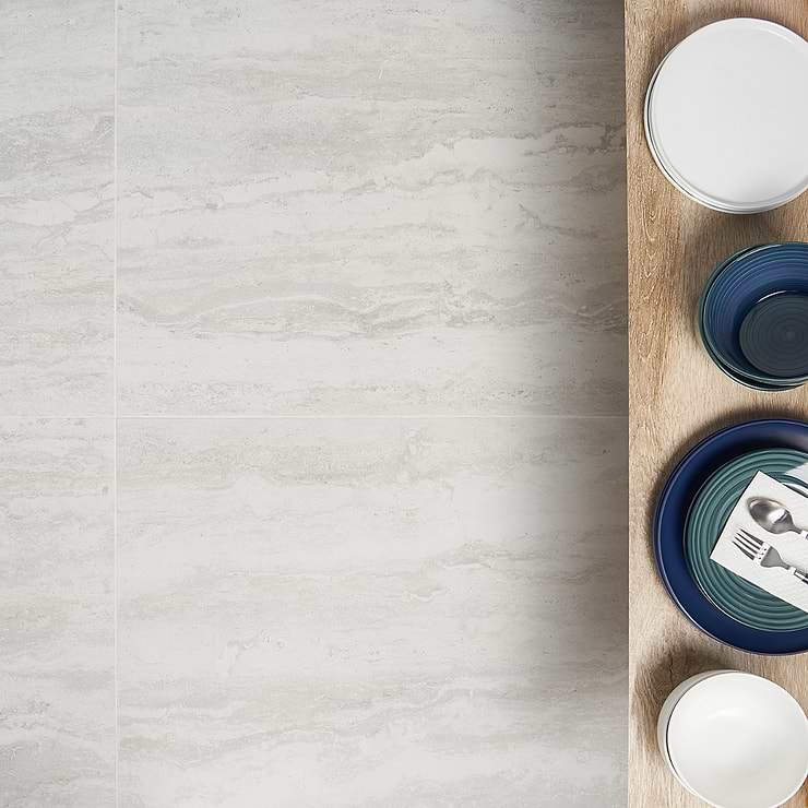 Basic Travertine Cotton White 24x48 Matte Porcelain Tile