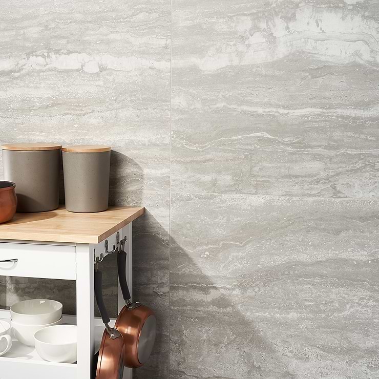 Basic Travertine Silver 24x48 Matte Porcelain Tile