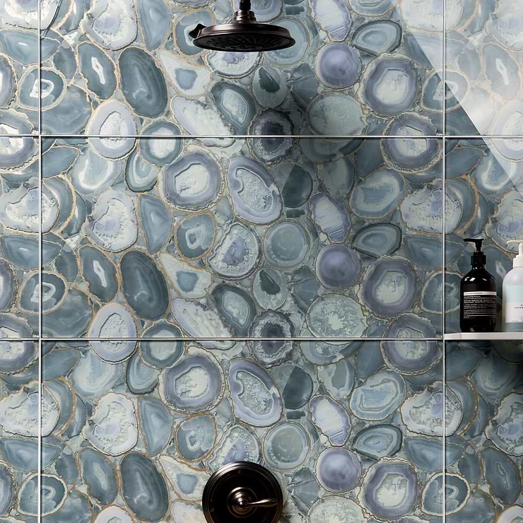 Agate Glass Silver Gray 18x36 Polished Glass Tile