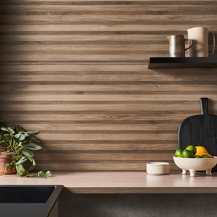 Nobu Ribbon Roble Brown 24x48 Wood Look Matte Porcelain Tile