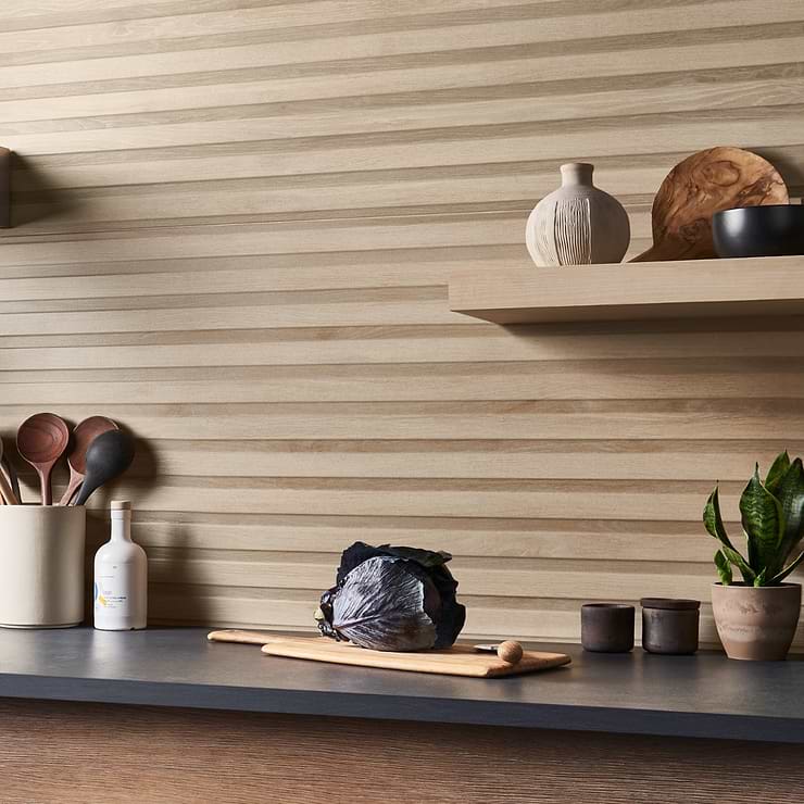 Nobu Ribbon Almond Brown 24x48 Wood Look Matte Porcelain Tile