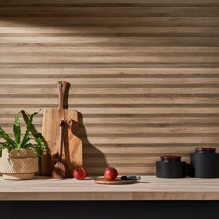 Nobu Ribbon Tan Brown 24x48 Wood Look Matte Porcelain Tile