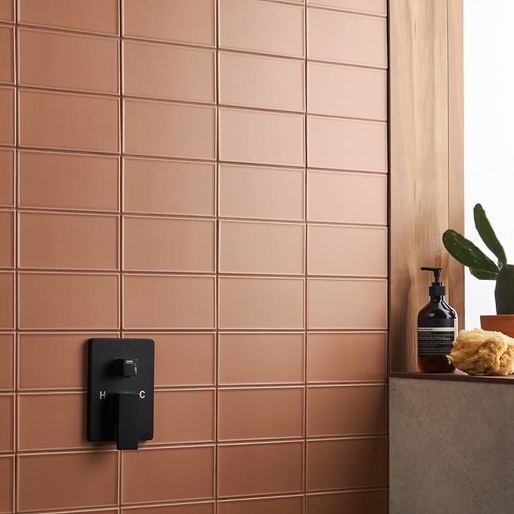 Stacy Garcia Maddox Frame Terracota Orange 4x8 Matte Ceramic Subway Wall Tile