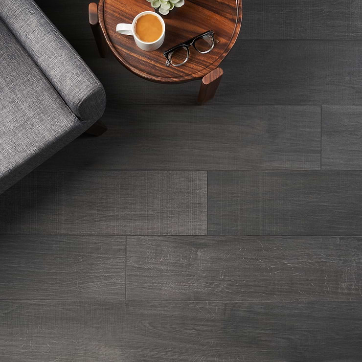 Kenridge Black 8x48 Wood Look Matte Porcelain Tile