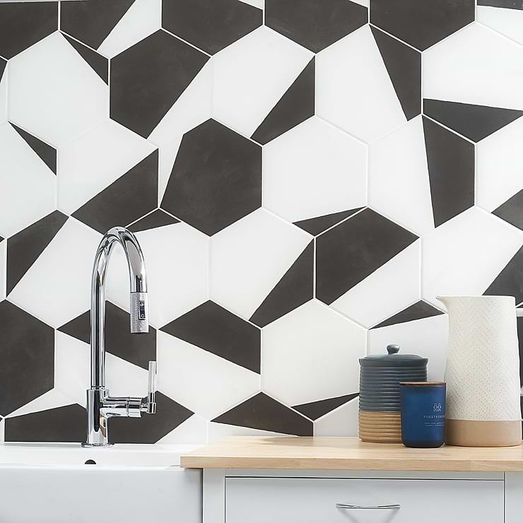 HexArt Pop Nero 8" Hexagon Matte Porcelain Tile