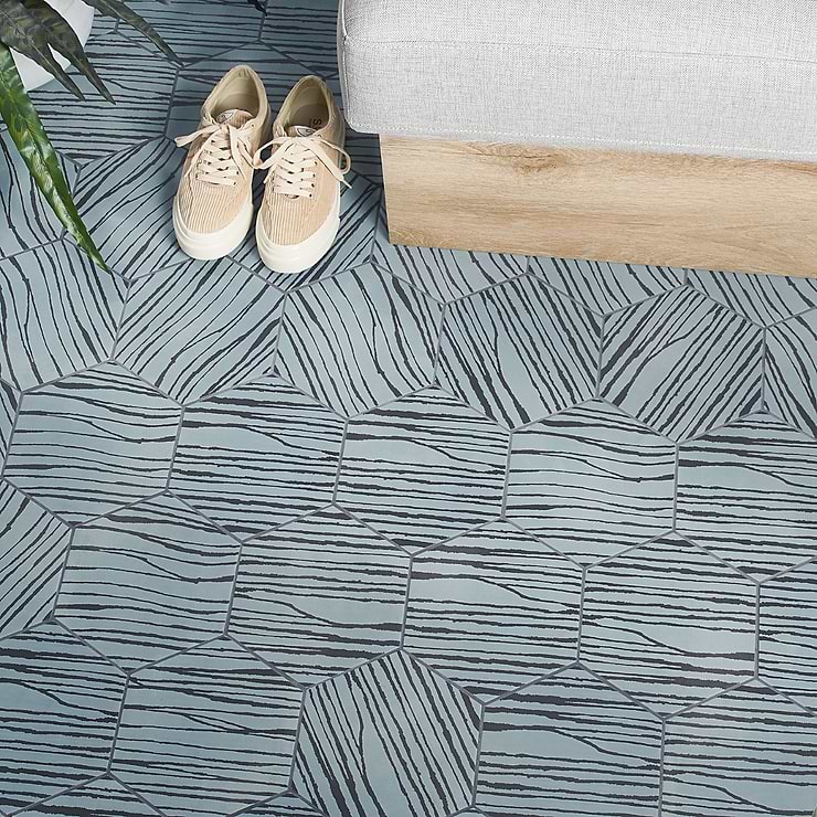HexArt Zen Smoke Turquoise 8" Hexagon Matte Porcelain Tile
