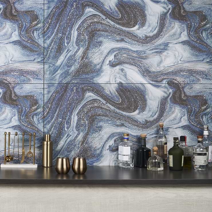 Australis By Paula Purroy Blue Deco 24x48 Artisan Decor Polished Porcelain Tile