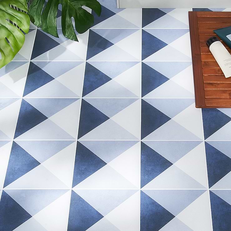Art Geo by Elizabeth Sutton Cement Deco Blue 8x8 Matte Porcelain Tile