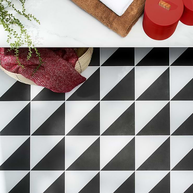 Art Geo by Elizabeth Sutton Cement Dos Charcoal Gray 8x8 Matte Porcelain Tile