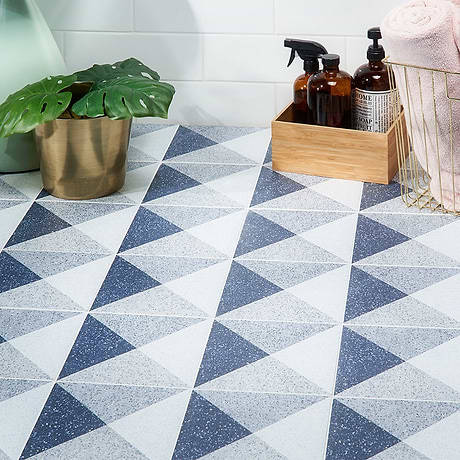 Art Geo by Elizabeth Sutton Terrazzo Deco Blue 8x8 Matte Porcelain Tile