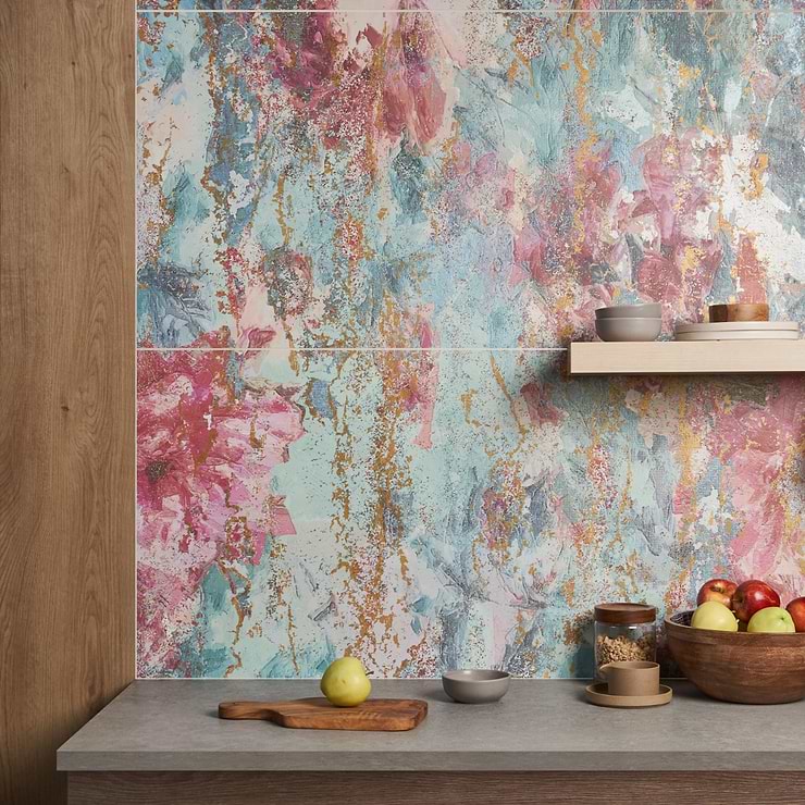 Art Gallery by Paula Purroy Magnolia Multicolor 24x48 Artisan Decor Matte Porcelain Tile