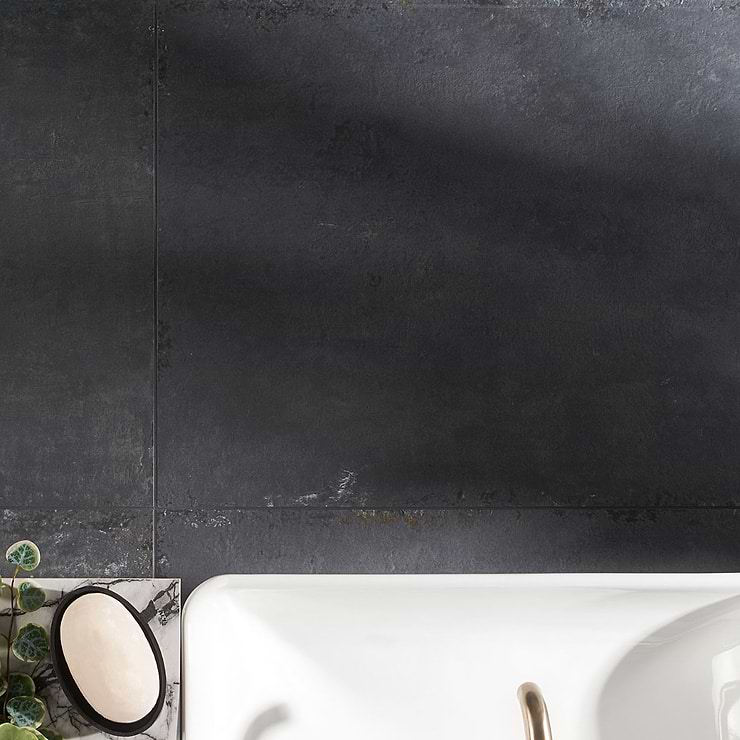 Portrait Black Gold 24x48 Matte Porcelain Tile