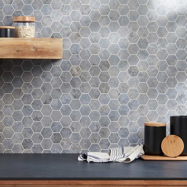 Portrait Ocean Blue 2" Hexagon Matte Porcelain Mosaic Tile