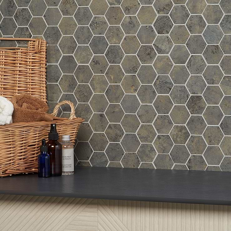 Portrait Sage Gray 2" Hexagon Matte Porcelain Mosaic Tile