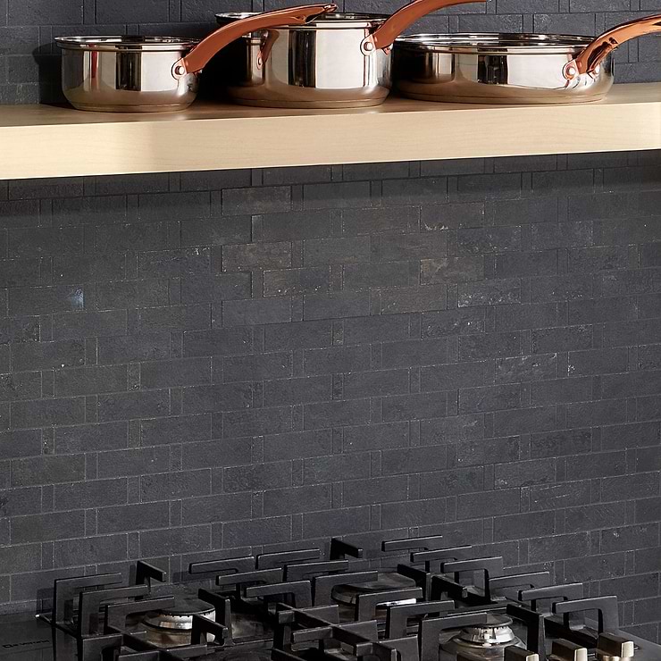Portrait Black Gold 1x3 Weave Matte Porcelain Mosaic Tile